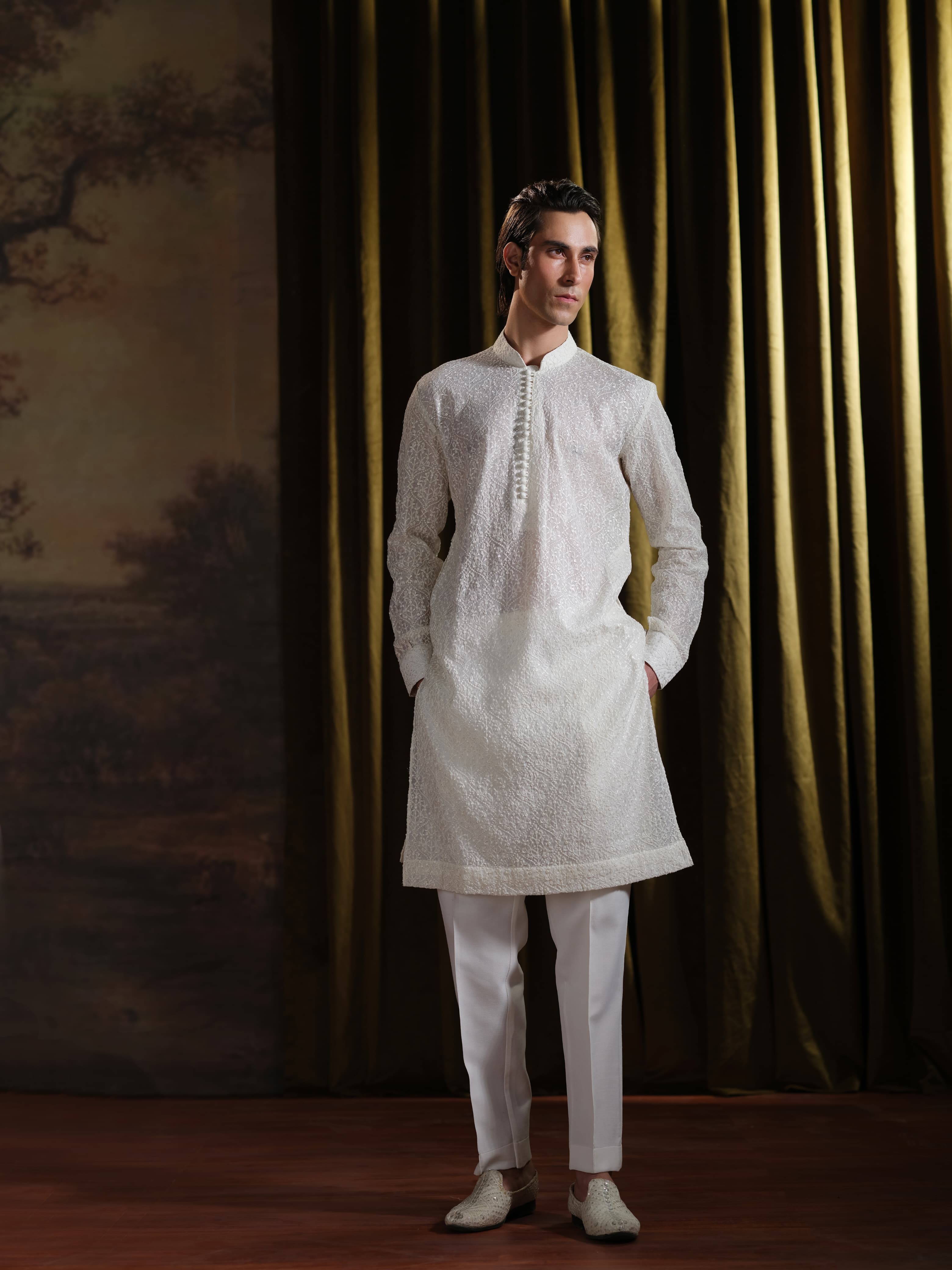 Musarrat - White Embroidered Kurta Pajama