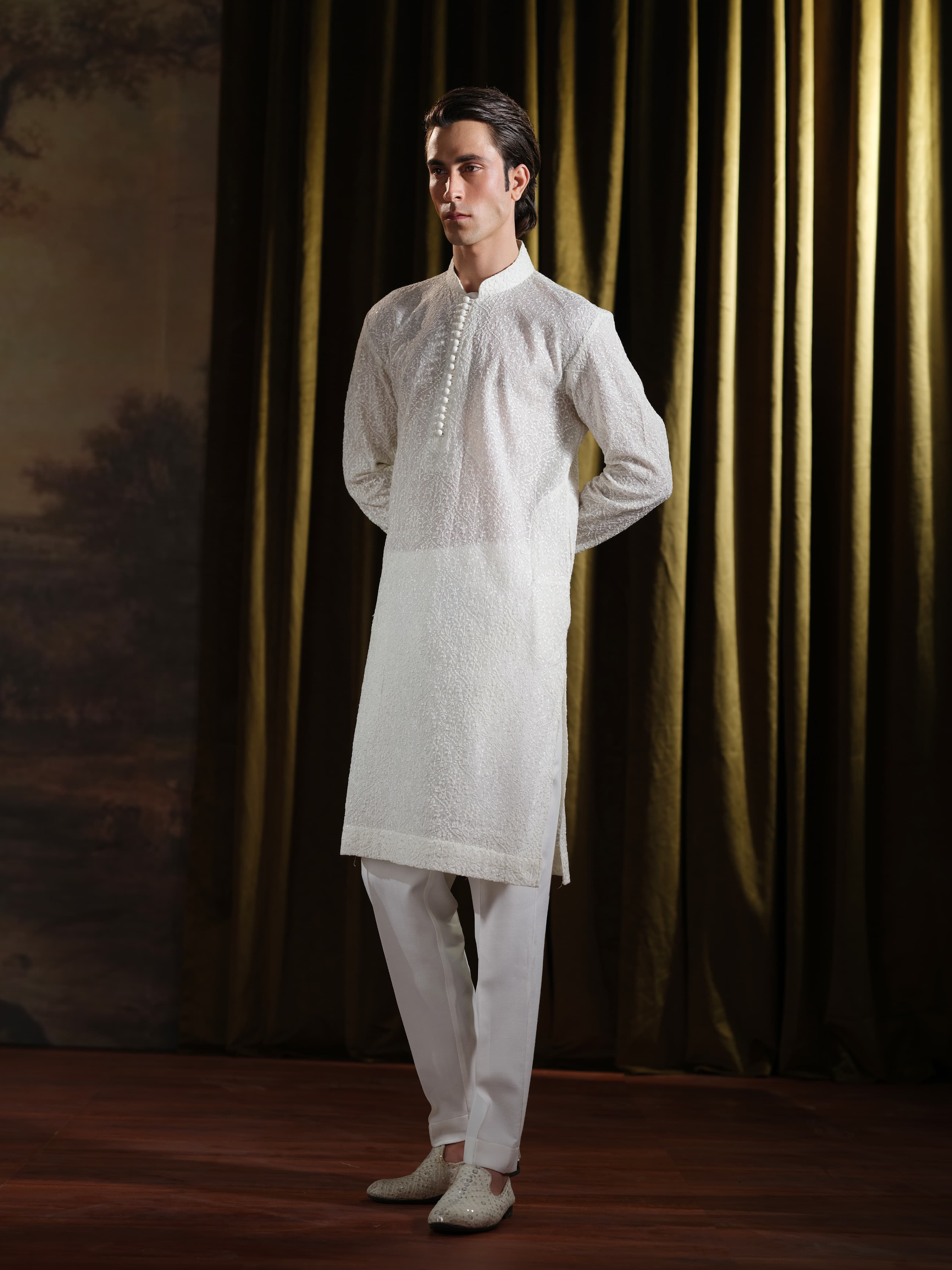 Musarrat - White Embroidered Kurta Pajama