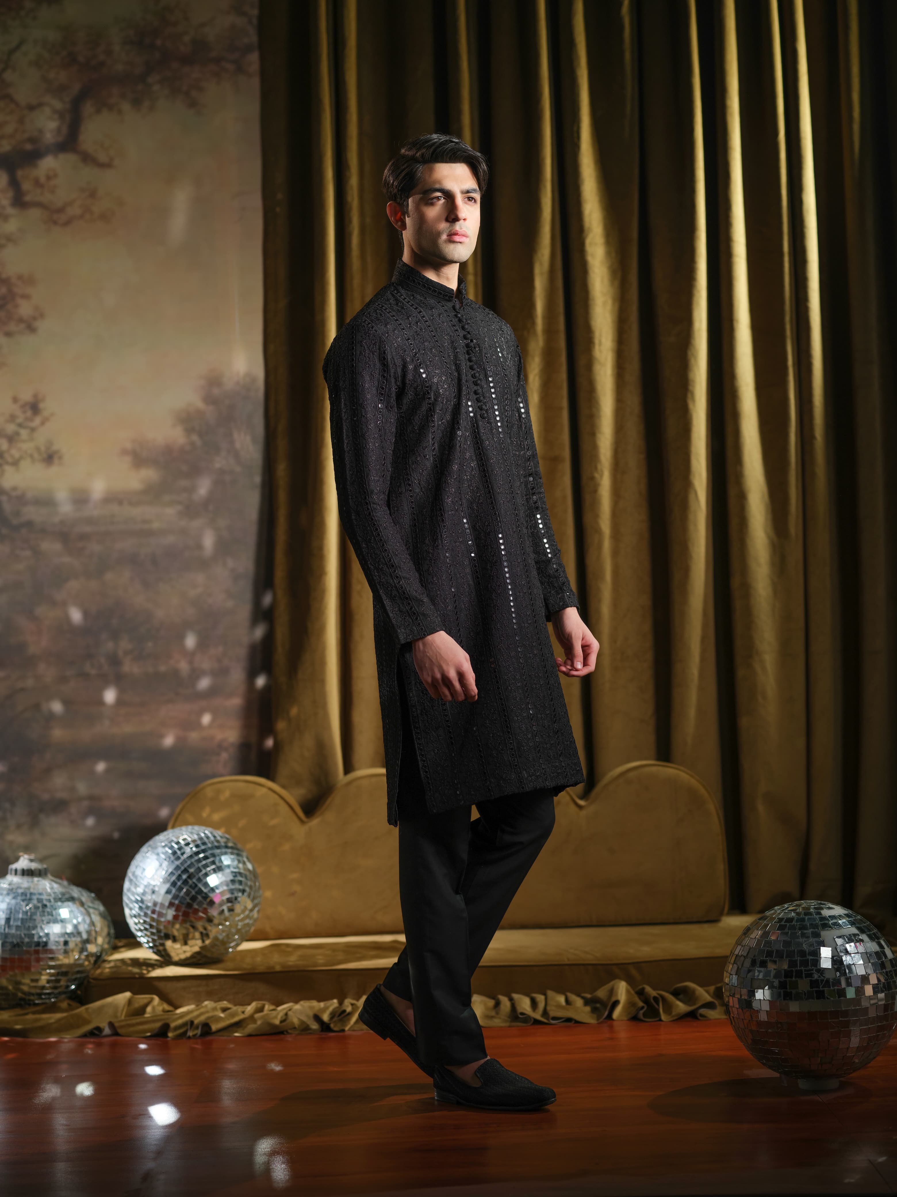 Musarrat - Black Embroidered Kurta Pajama