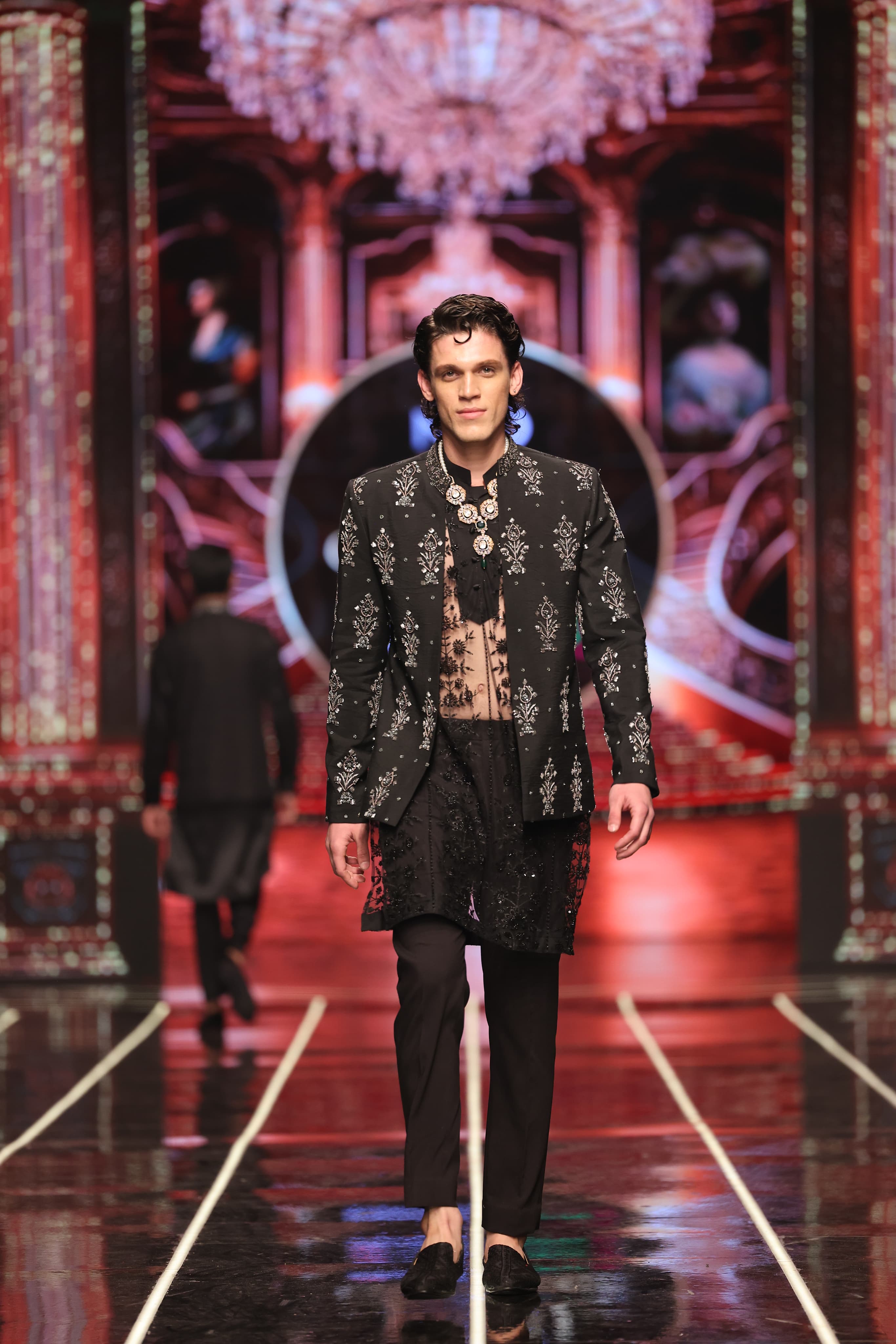 Bangla Bazaar - Black Jacquard embellished Prince Coat
