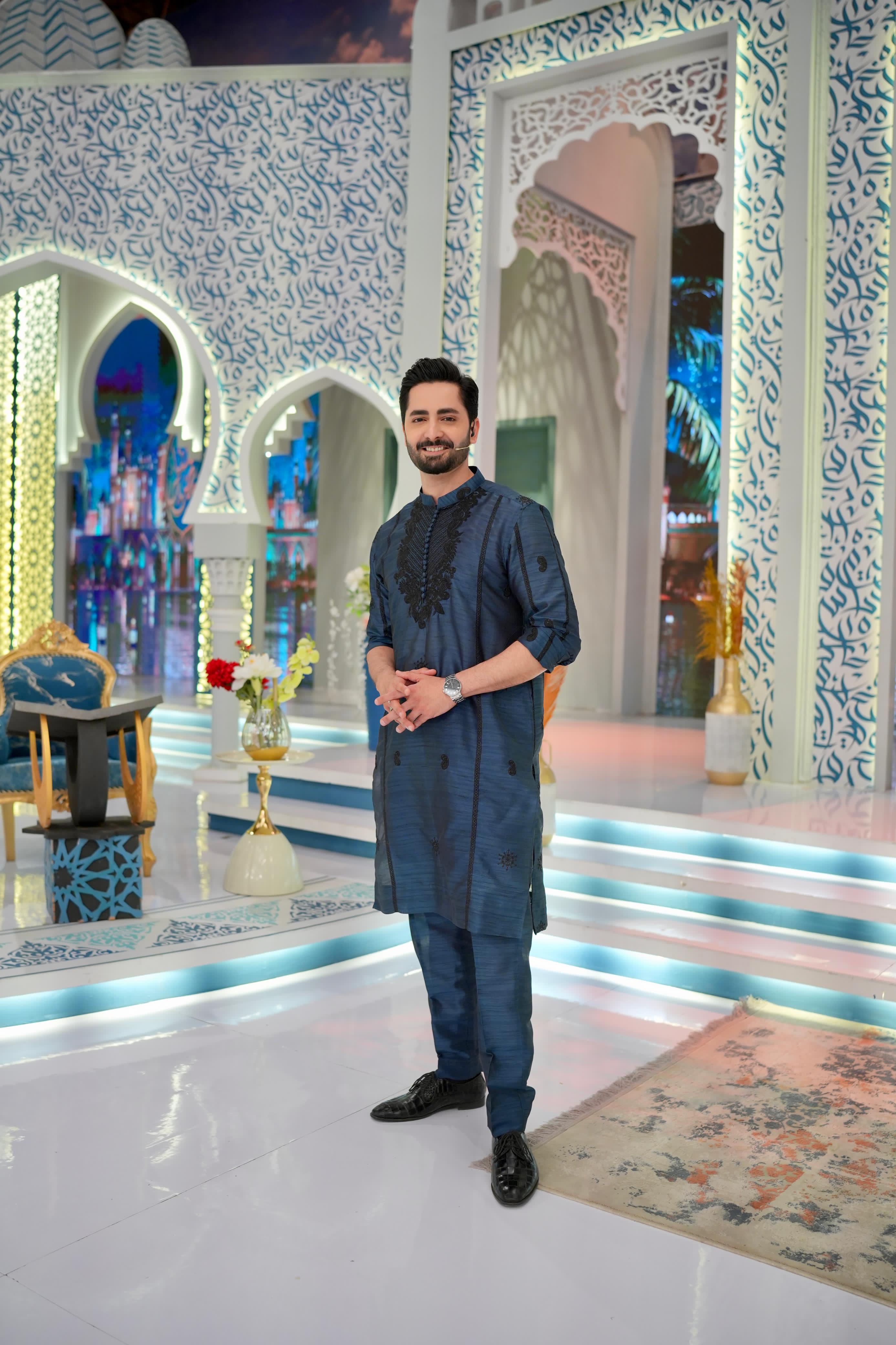 ED25 - Embroidered Aegean Blue Kurta Pajama