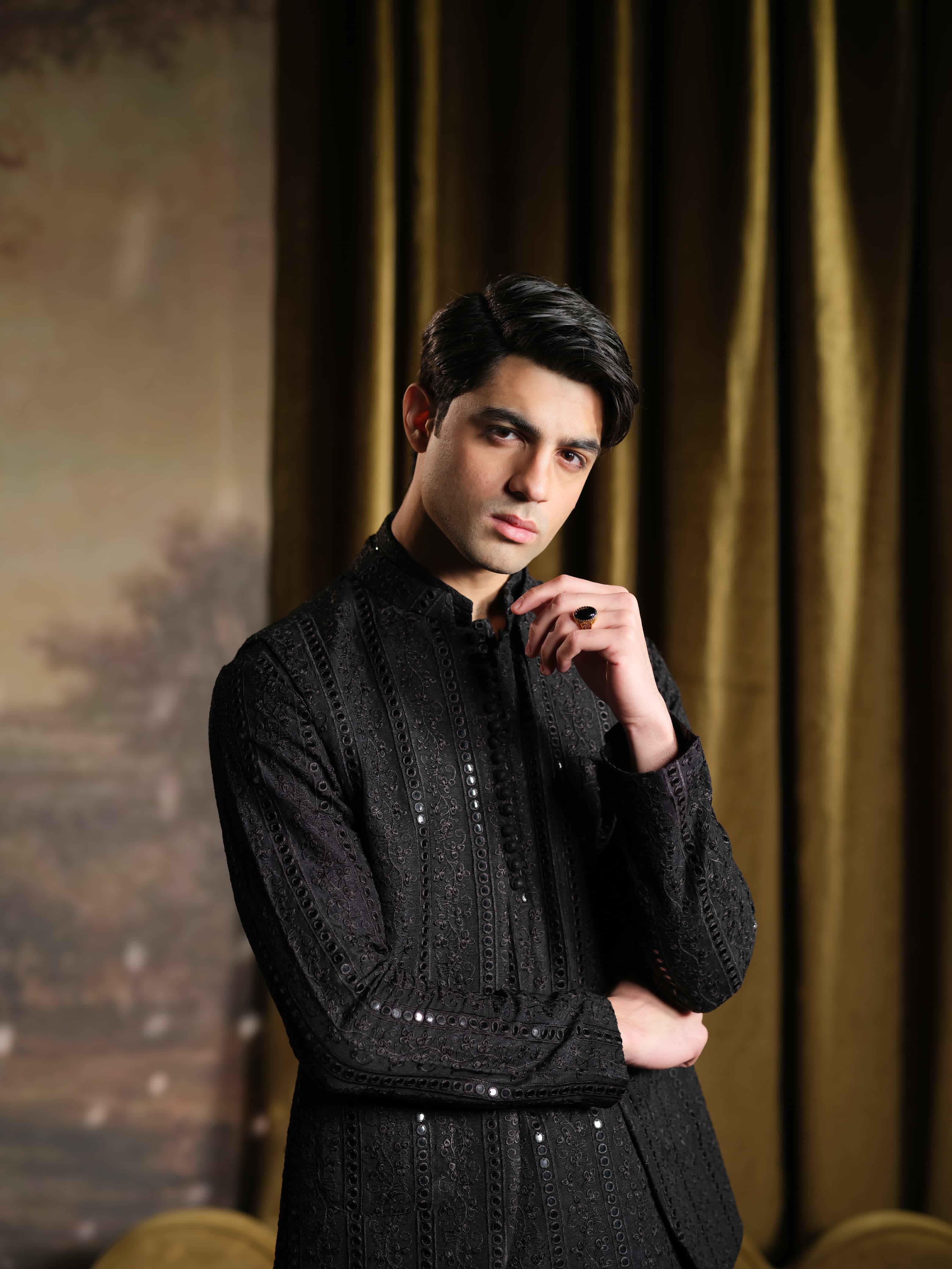 Musarrat - Black Embroidered Kurta Pajama
