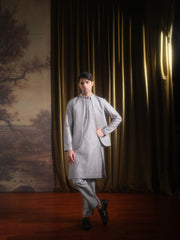 Musarrat - Ash Gray Emrbroidered Kurta Pajama