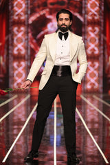 Bangla Bazaar | Ivory White Tuxedo Suit