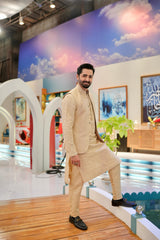 ED25 - Beige Embroidered Kurta Pajama